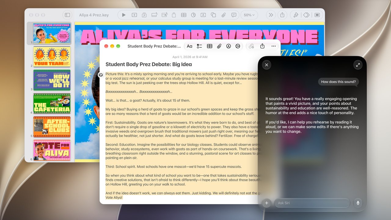 A Siri AI conversation in one of Apple's press images for iOS 27