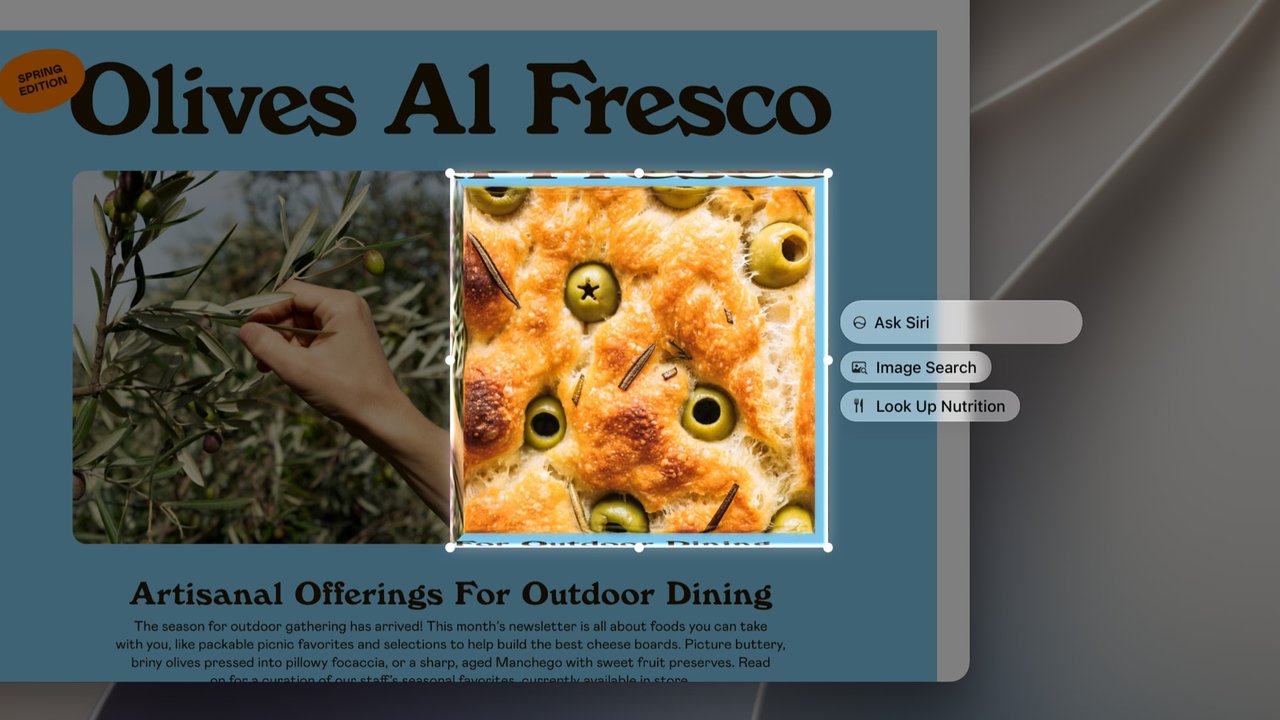 Ask Siri and Visual Intelligence on a Mac, from Apple's macOS 27 press images