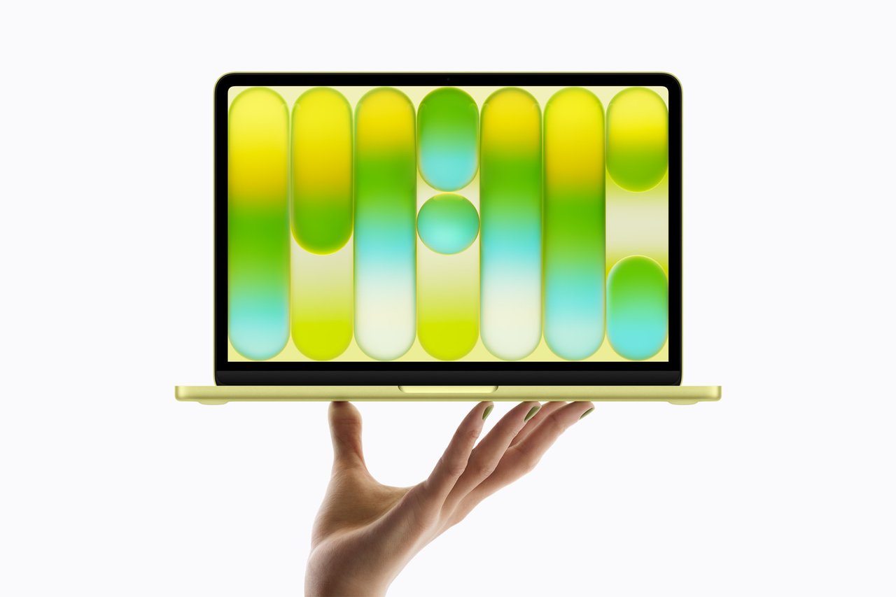 Apple's press image of the $599 MacBook Neo, the laptop Counterpoint credits for Apple's smaller decline