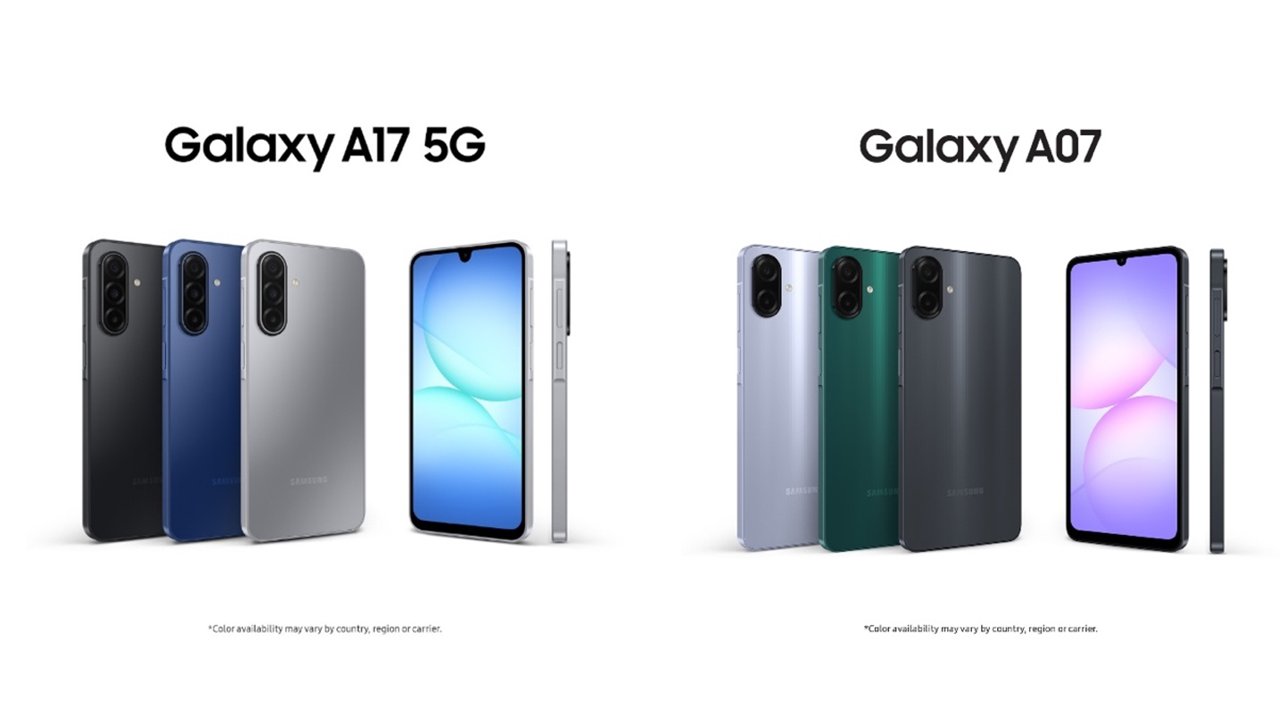 Samsung Galaxy A17 5G and Galaxy A07 in their launch colors